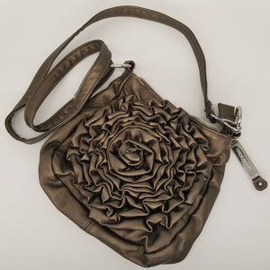 STEVE MADDEN BAG LEATHER TAUPE ROSETTE